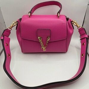 Versace Virtus Grainy Calf Small Pink Top Handle Bag 1015556 IT NWT $2100.New
